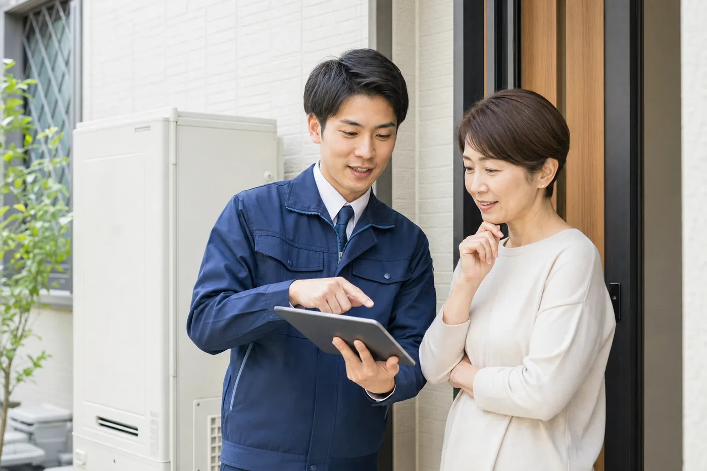 エコキュート交換の見積もりを相談する様子